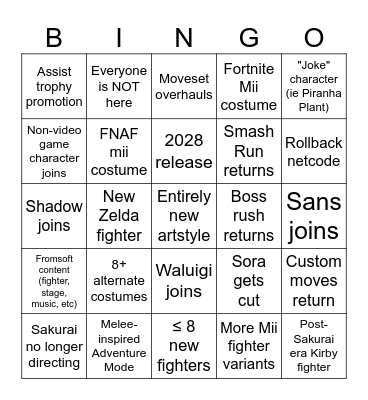 Smash 6 Bingo (for launch only) Bingo Card
