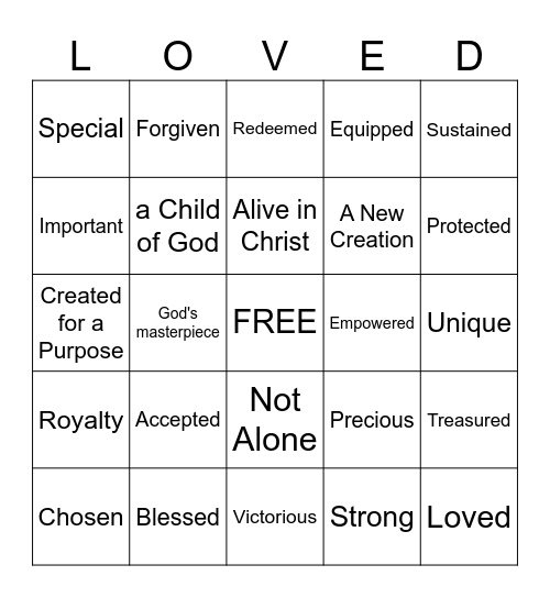 God says I am.... Bingo Card