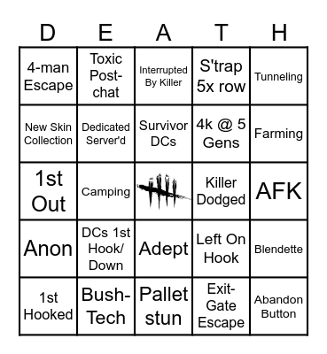 DBD Survivor Bingo 💀 Bingo Card