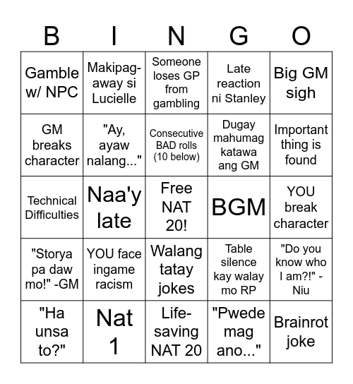 caelumfell bingo Card