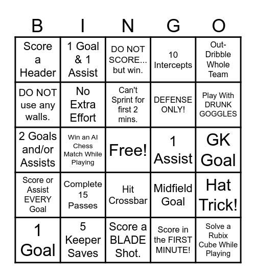 Rematch Bingo Card