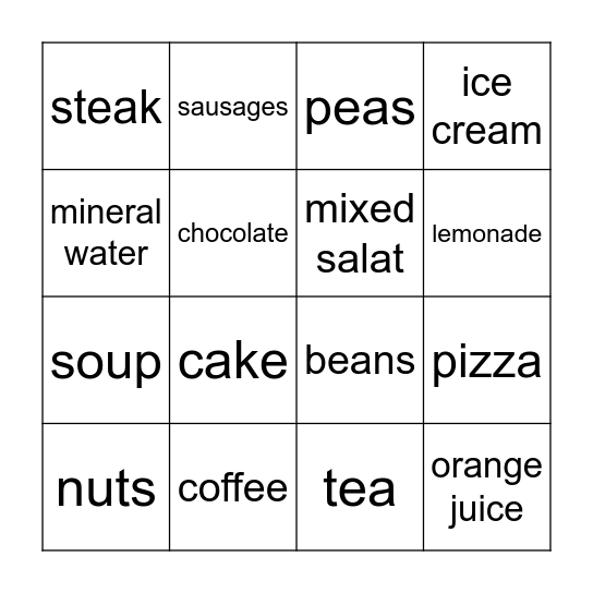 Do you like ... ? Yes I do. / No I don't. Bingo Card
