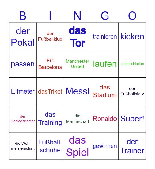 Fußball Bingo Card