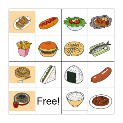 Food Bingo Card