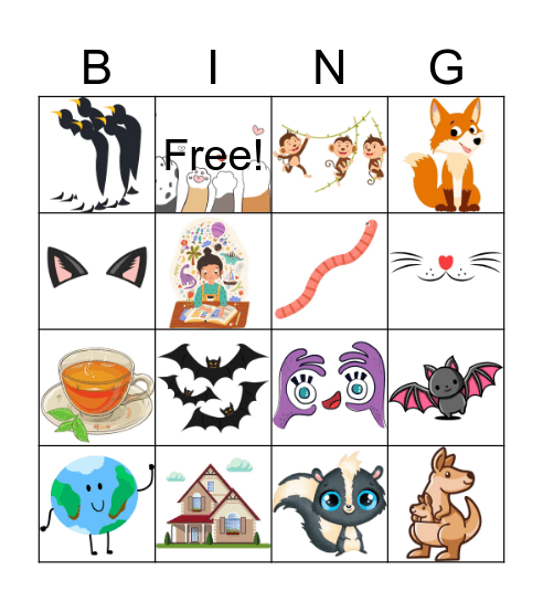 Monkey Saw a Cat Bingo Card
