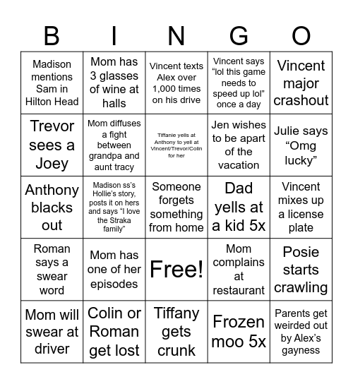 Hilton Head Bingo Card