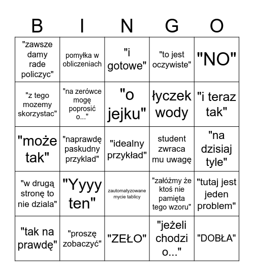 Zabawne Bingo Card