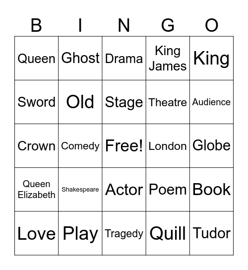 Shakespeare Bingo Card