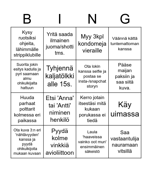 AG Bingo Card