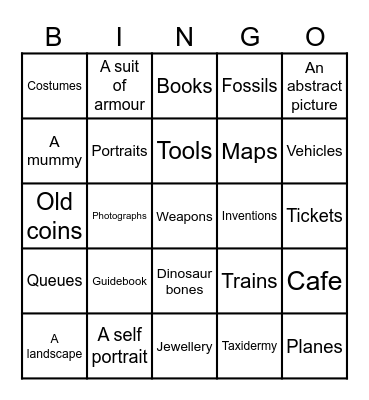 Museum Bingo Card