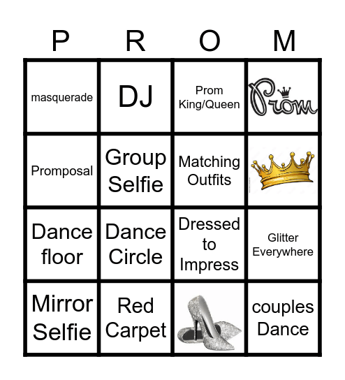 Prom Bingo Card