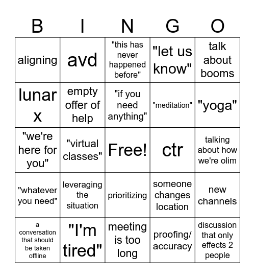 Apocalypse Bingo Card