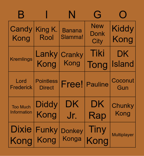 DK Bananza Predictions Bingo Card