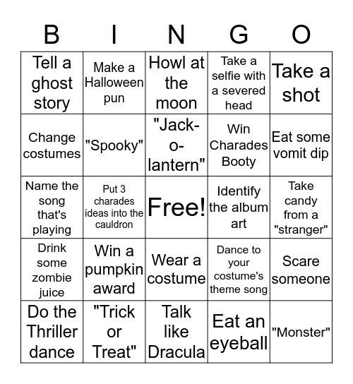 Halloween Party BINGO Card