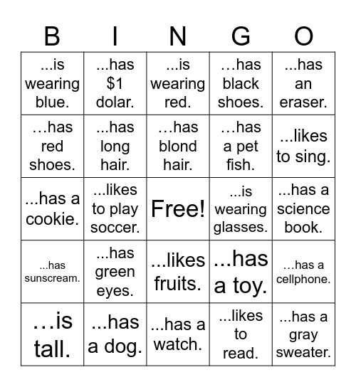 Find someone who... Bingo Card