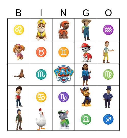 Paw Patrol Bingo Card