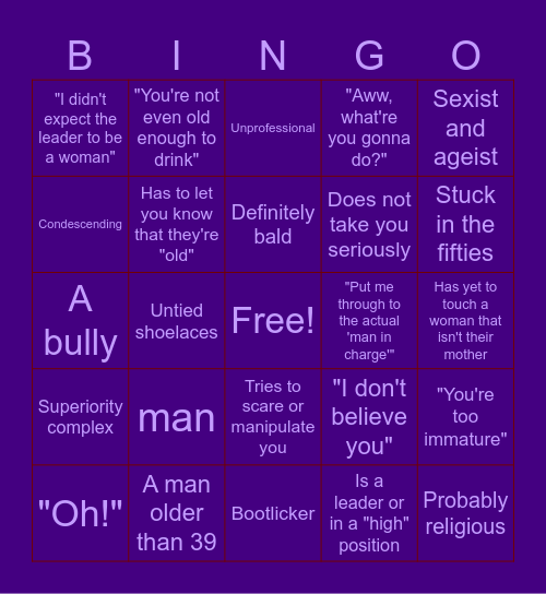 Are you a young woman who is also a leader who has to take or make or talk to someone? Bingo Card