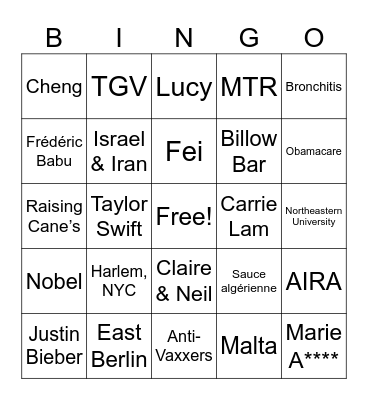 Ivy Bingo Card