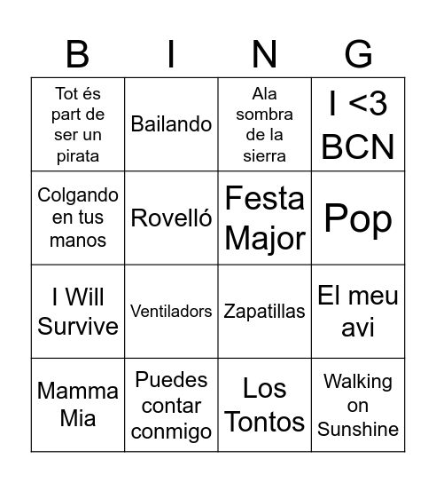 Music! Music! Music Bingo Card