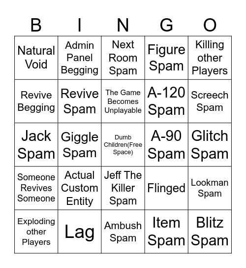DOORS ADMIN PANEL BINGO Card