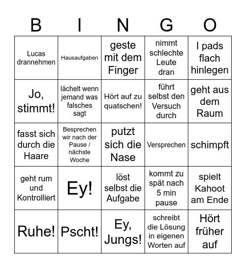 Frau Kupisch Bingo Card