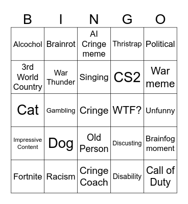 Instagram Bingo Card