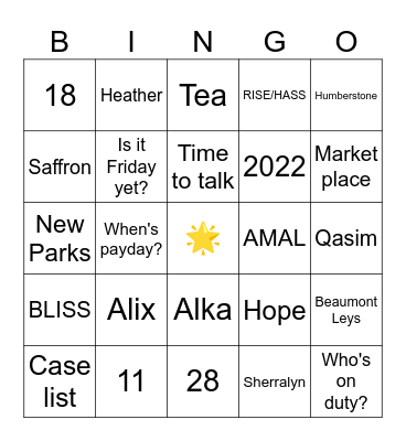 🌟 STAR BINGO 🌟 Bingo Card