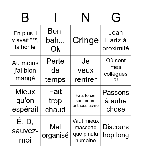 Marjo - la star du jeu concours Bingo Card