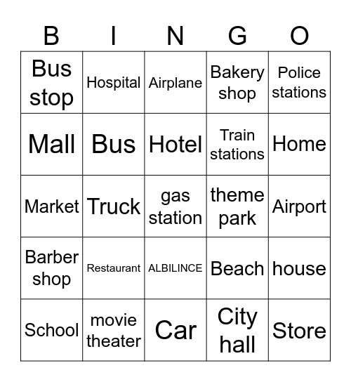 town Bingo Card