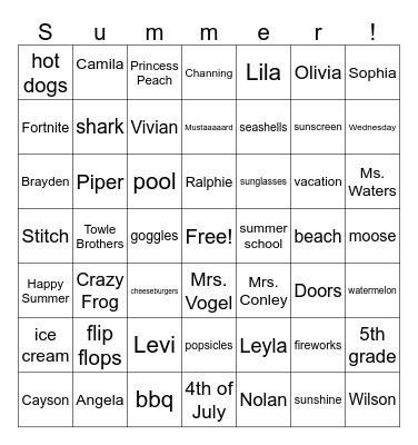 Summer! Bingo Card