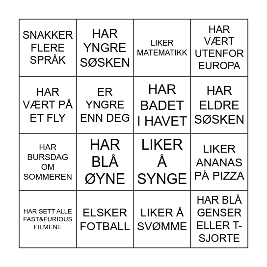 FINN NOEN SOM... Bingo Card