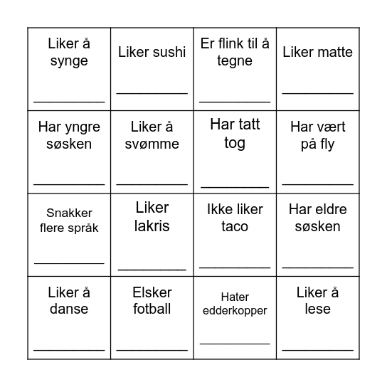 FINN NOEN SOM... Bingo Card