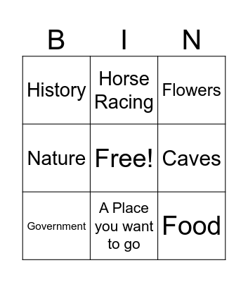 Kentucky Bingo Card