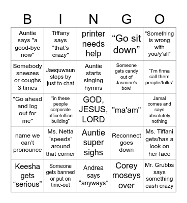 Andrea's Back! Bingo Card