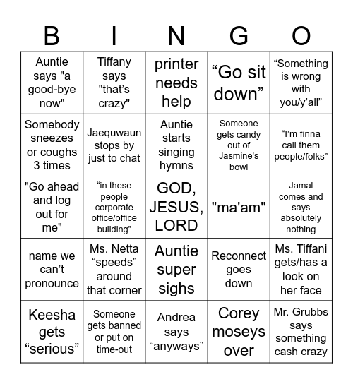 Andrea's Back! Bingo Card