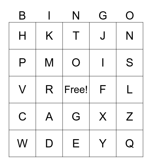 ABC-bingo! Bingo Card