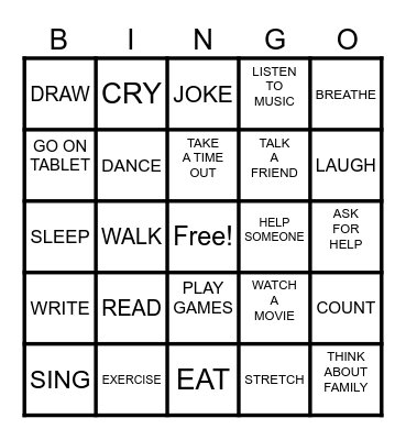 COPING SKILLS BINGO! Bingo Card