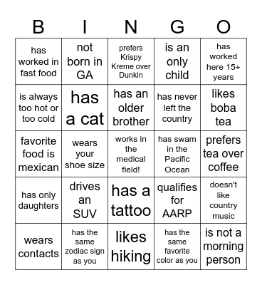 How well dry you know your coworker? Who.... Bingo Card