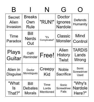 Timey Whimey Bingo Wingo Bingo Card