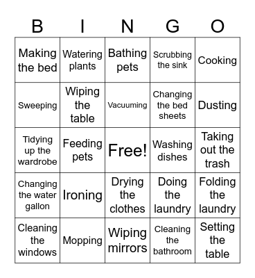 Household Chores Bingo Card