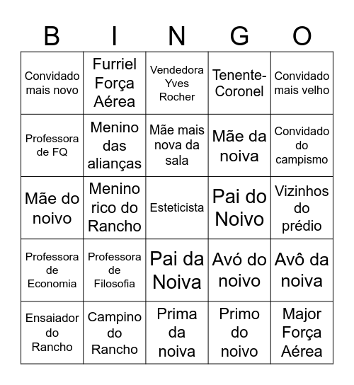 Casamento Bingo Card
