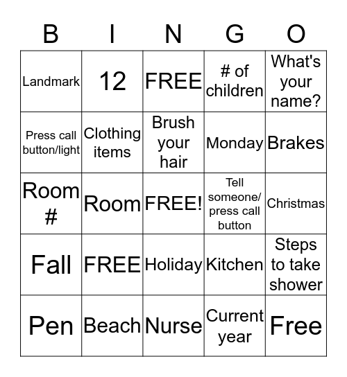 Speech BINGO Card