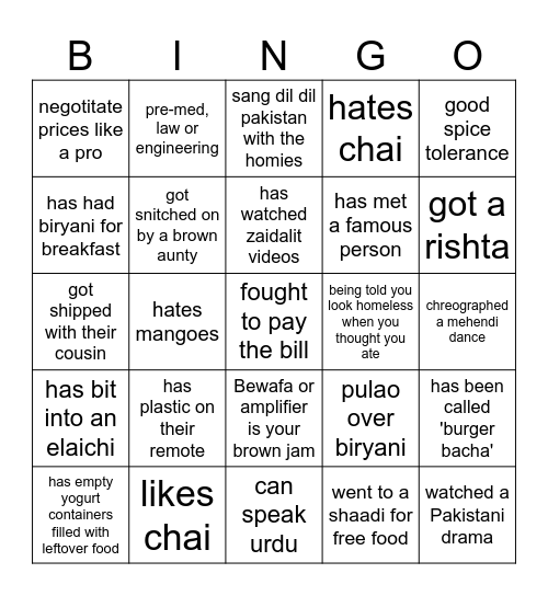 Find someone who Bingo Card
