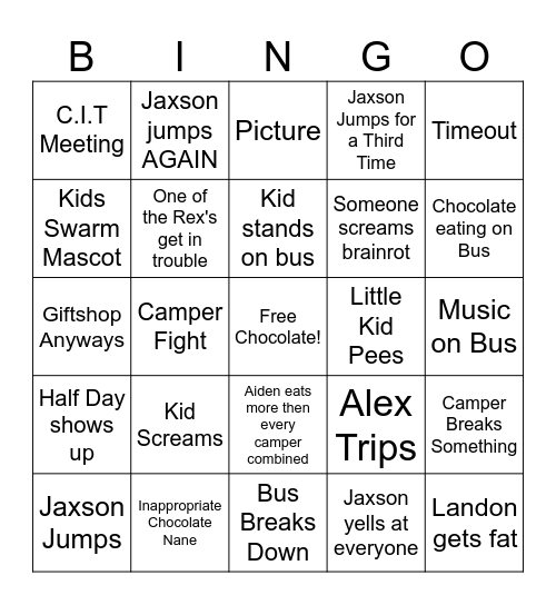 Chocolate World Bingo Card