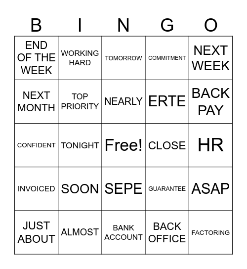 BULLSHIT BINGO Card