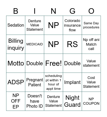 Refresher Bingo Card
