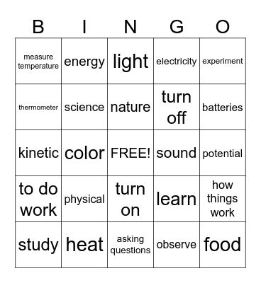 Science Bingo Card