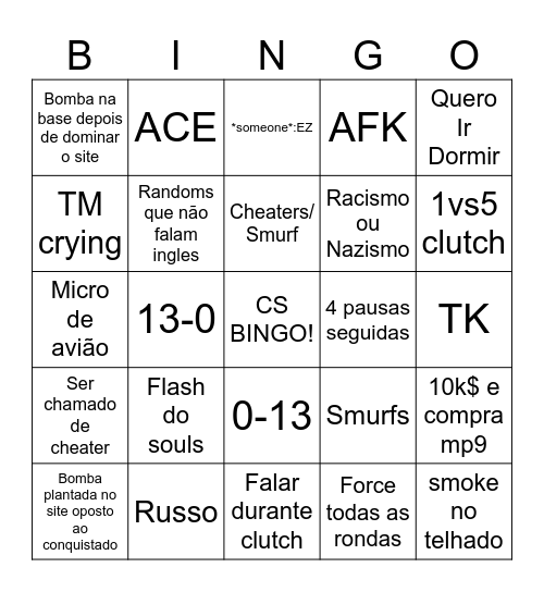 Bingo CS Bingo Card