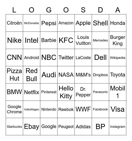 Draw Logos Bingo Card