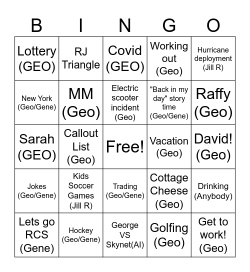 RCS Bingo Card